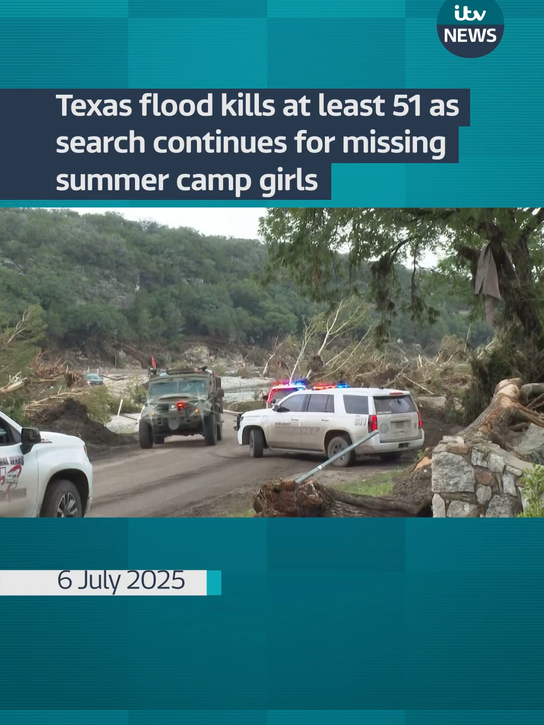 Texas flood kills at least 51 as search continues for missing summer camp girls #itvnews #news