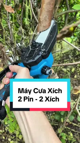 Máy cưa xích mini 2 pin – 2 xích. Cắt cây ngọt, nhẹ tay mà vẫn mạnh mẽ! #maycuaxich   #maycuamini   #dochoicamtay   #cuacaydede   #dungcutienich 