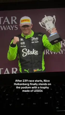 so proud of Nico!! but i’m laughing his first trophy is made of LEGOs #nicohulkenberg #stakef1team #silverstone #f1britishgrandprix @Stake F1 Team KICK Sauber 
