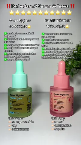 Perbedaan & manfaat serum adleeva🫵🏻😍pilih sesuai kebutuhan kulit kalian ya😘🫶🏻🫵🏻#adleeva #adleevareview #adleevaskincare #powerserum #boosterserum #serumacne #serumpencerah #serumviral #acnefighter #rekomendasiserum #skincareroutine 