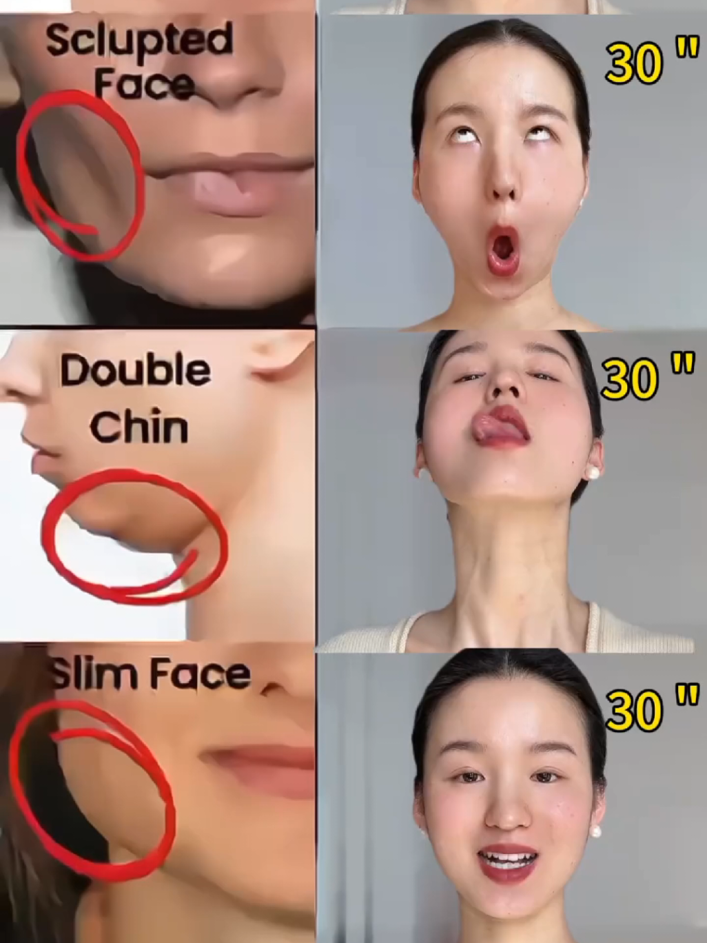 *Face Yoga for Slim Face, Sculpted Jawline & Double Chin Removal | 30 Second Daily Routine* #FaceYoga #SlimFace #Jawline #DoubleChin #FacialExercises #BeautyTips 