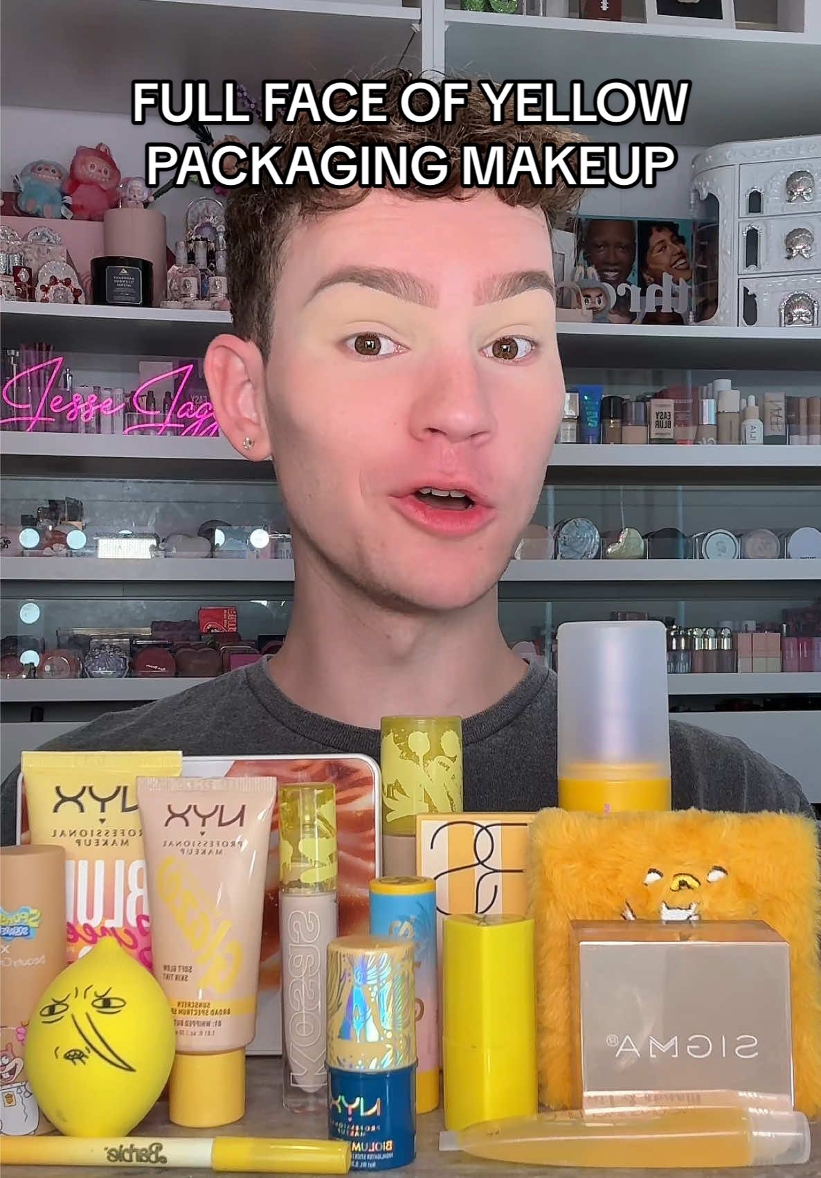 Full face of my least favorite color #yellow #makeup #yellowmakeup #makeupchallenge #fypシ゚viral #viral #jessejaggers #makeuphacks #fypage 