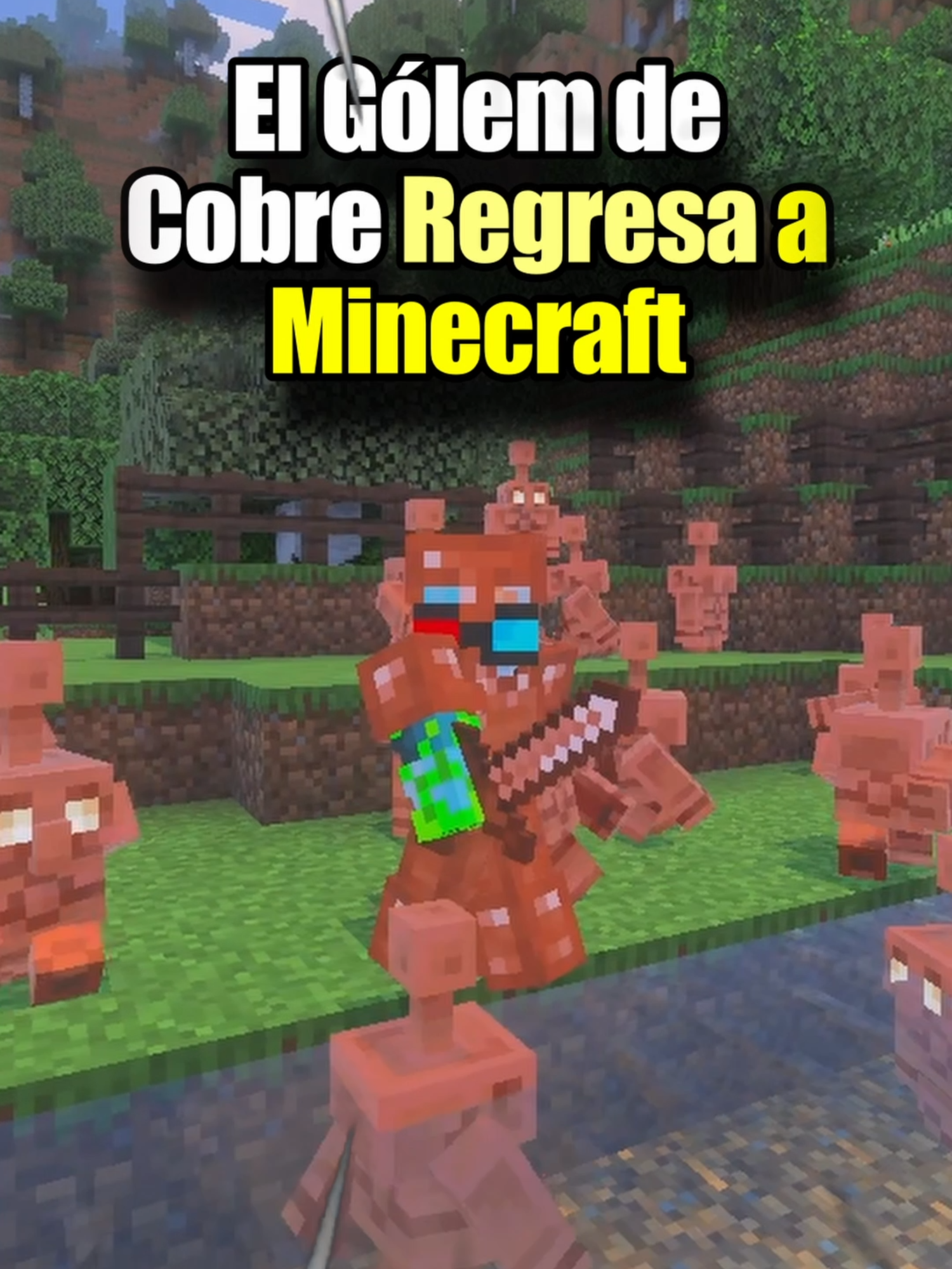 ¡El gólem de cobre ha llegado oficialmente a Minecraft! Después de perder la votación del 2021, Mojang lo ha traído de vuelta en la nueva preview. Ahora puedes invocarlo, organizar cofres y usar herramientas y armaduras de cobre. ¿Qué te parece esta nueva mecánica? #Minecraft #CopperGolem #ActualizaciónMinecraft #MinecraftPreview #MinecraftES #NovedadesMinecraft #Mojang #MinecraftUpdate