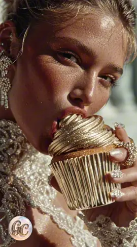 Not all cravings are innocent. This golden cupcake is a fantasy dressed in sugar, silk, and sin. Made in collaboration with @GoldenCrust (Instagram) — for those who bite beautifully. ✨