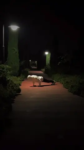 White hoodie. Night path. Nasheed in the air. Push-ups in focus. #PushUps #NasheedWorkout #GymTok #HalalWorkout #MuslimFitness #SpotlightSet #NightGrind