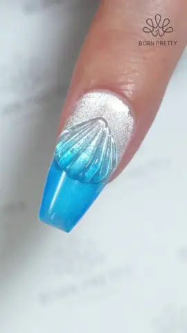 3d seashell nail🐚🐚🐚🏖 Using #bornpretty ✨Water Light Cat Magnetic Gel: MY97 (58465-2) 💙Jelly Nude Gel: JN29 (56347) 🐚Solid Nail Tips Gel (58352) 💅Super Top Coat (58775) Tap the link in my bio or visit bornpretty.com to get same nail supply😍 #nailart #nailsdesign #gelnails #naillove #nailinspo #nails2inspire #nailartist #nailswag #allshineonme #summernails #3dnails #diynails #fypシ 