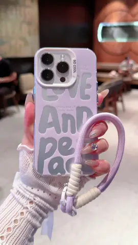 Casing ponsel Love and Peace, matte feel anti-drop dan non-slip, dengan lanyard ungu dan putih, cocok untuk berbagai model ponsel ~#ins #case #Love