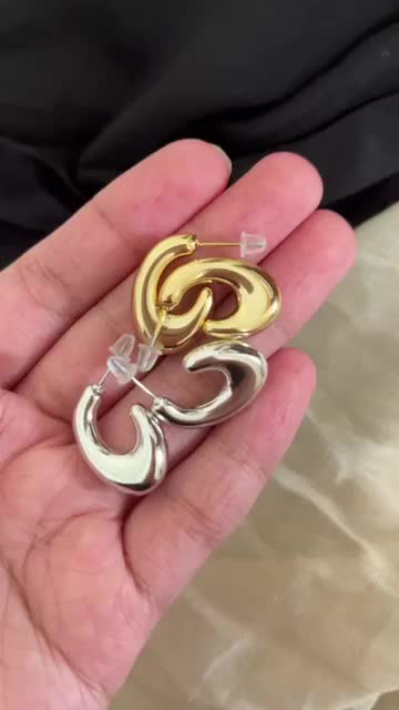 2025  Anting Hijab Setengah Bulat/ -anting baru Sederhana dan Stylish/Charm Antings/925 Gold/925 Silver 