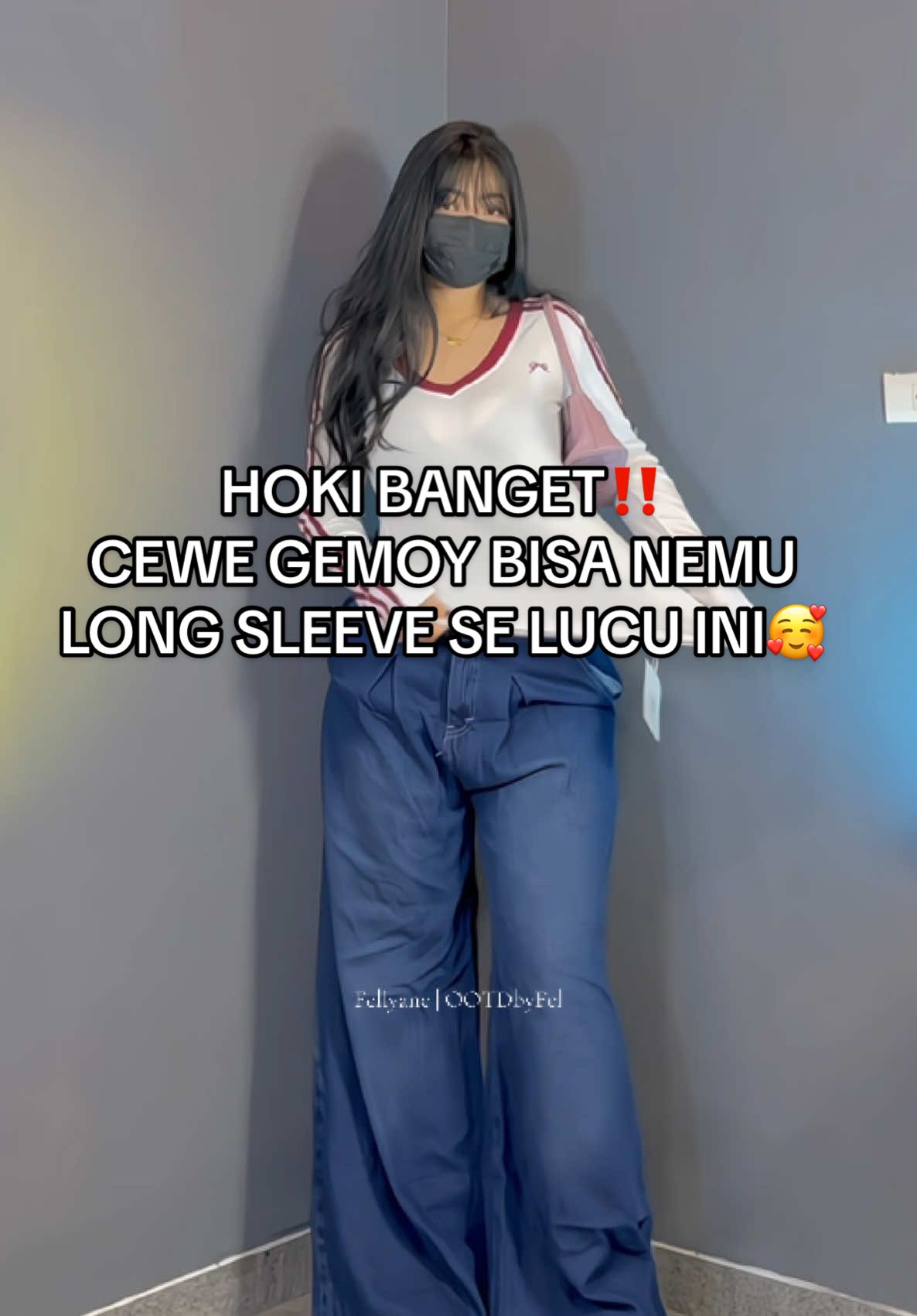 Kapan lagi coba cewe gemoy nemu kaos lengan panjang selucu ini 🥰 #kaoslenganpanjang #longsleeve #croptop #cuteoutfits 