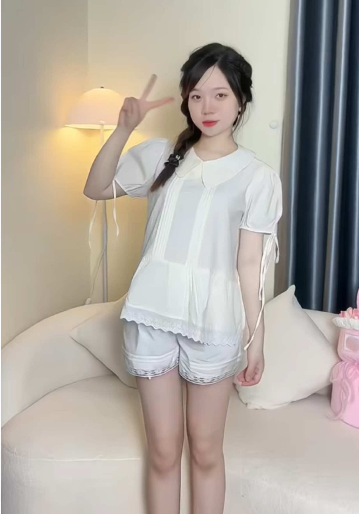 Áo sơ mi babydoll thô Hàn cộc tay bồng #fyp #xh #outfit #xuhuongtiktok #thoitrangnu #aosomi 