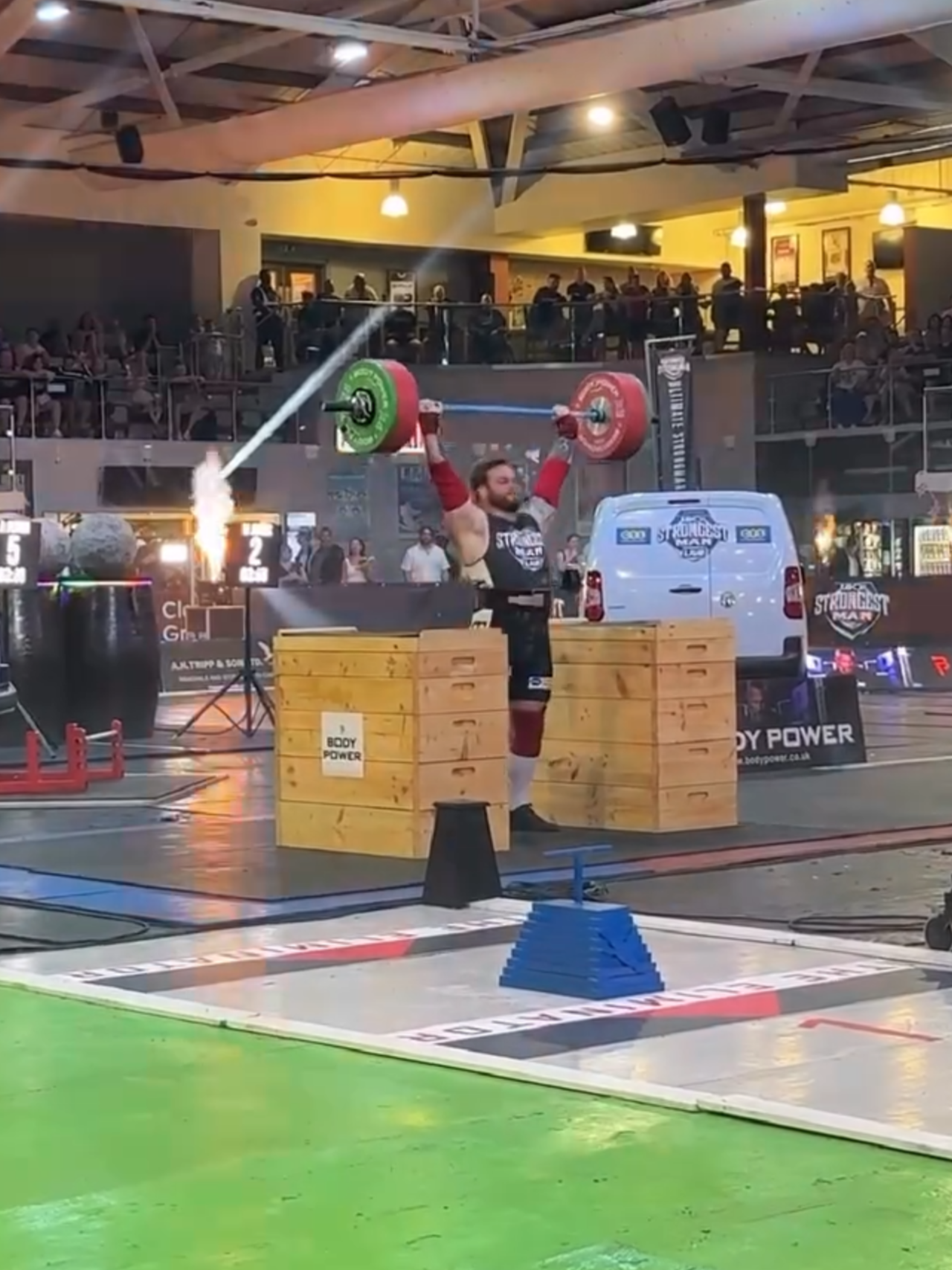 #throwbackto Event 2 at the @officialultimatestrongman UK’s Strongest Man Final Group B (Day 2) was the Power Press with 150kg on the bar, Andrew Flynn hit 6 reps #teamcerberus #cerberusstrength #strongman #uksstrongestman #miltonkeynes #strongmanmotivation #fyp #weightlifting