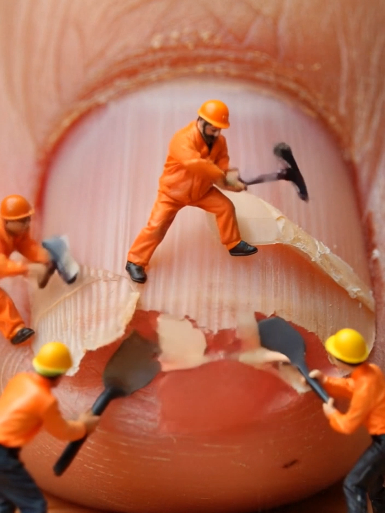 Tiny Humans Peel and Repair a Broken Fingernail — ASMR Macro Edition Watch tiny real humans peel off cracked nail layers apply gel and polish the surface in this surreal ASMR macro repair video Each detail is real from human skin to broken nail edges in cinematic close up. This surreal video was made with AI tools from this platform 👇 🎯 Create your own AI shorts here: https://surli.cc/bhotao #asmr #macrorepair #tinyhumans #realismmacro #surrealvideo #brokennail #fingernailcare #minirealpeople #satisfying #nailcleaning