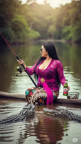 Lagi enak enak mancing koq diganggu buaya, dasar buaya  #AI #FYP #aiart #AIartwork #TikTokTrend #aivideo #mancingikan #mancing 