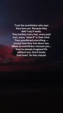 Overthinkers don’t love by accident. They love with full awareness — of the risks, the pain, the cost — and still choose you. ❤️ #fyp #foryou #relatable #overthinking #deepthoughts #reallove #TrueLove #Relationship #lovestory #lovequotes 