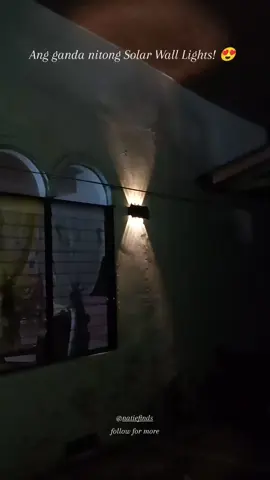 ang ganda nitong nabili kong wall lights na solar na! 2pcs tong napili ko na 8 warm lights, may design na sa labas ng bahay 😍 #solarlight #outdoorlighting #solarlamp #walllamp #homeimprovement 