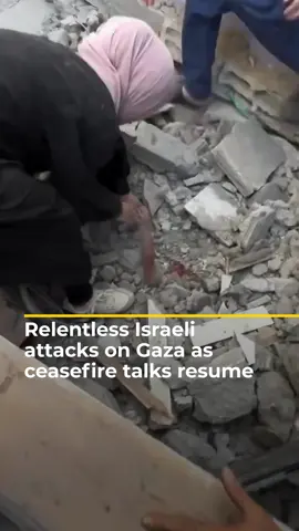 Israeli attacks in Gaza killed dozens of Palestinians and left many people trapped in rubble as the latest talks on a ceasefire resumed. #news