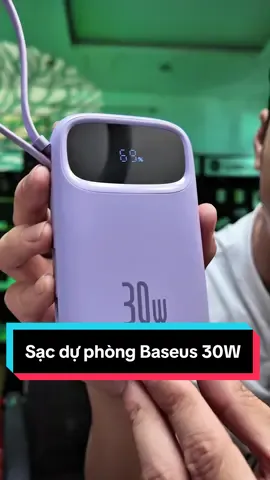 Sạc dự phòng Baseus Qpow 2 công suất 30W tích hợp 2 cáp sạc Type C #sacduphong 