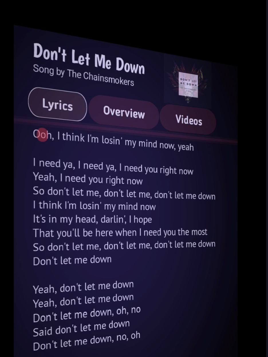 Don't let me down 💔🎶 #lyrics #lyricsmusic #lyricsvideo #song #music #dontletmedown #thechainsmorkers #fypforyoupage #fypforyou #lirickoss 