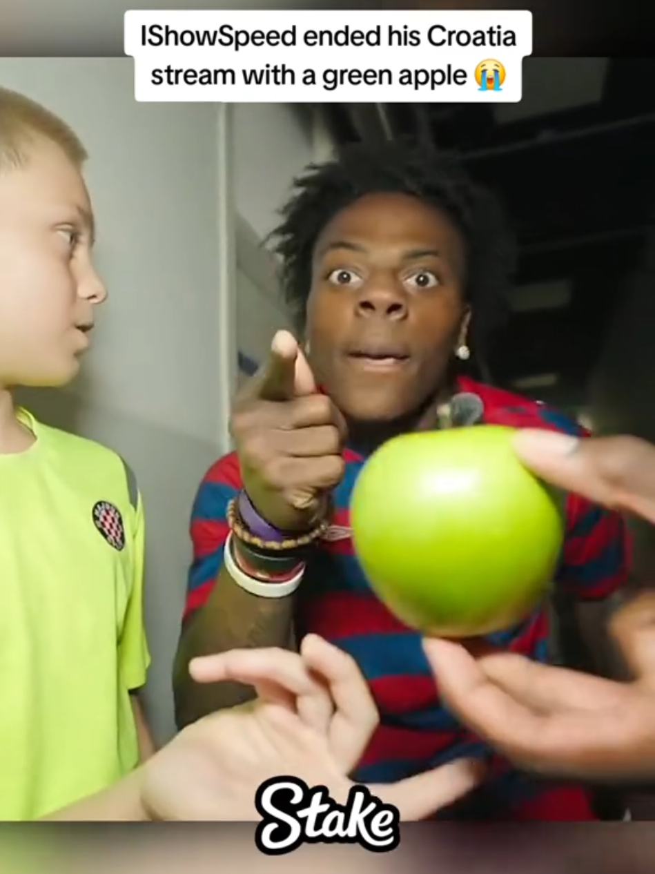 IShowSpeed ended his Croatia stream with a green apple 😭 #ishowspeed #fyp 