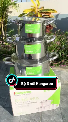 Bộ nồi inox cao cấp 5 lớp Kangaroo size 16-20-24cm. Bền - đẹp - sang trọng, nấu được mọi loại bếp ##viralvideo##giadungtienich##giadungthongminh##noikangaroo##bonoi3mon