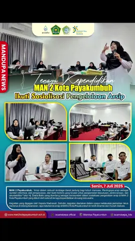 Dalam rangka upgrade san perbaikan pengelolaan kearsipan, Tenega Kependidikan di MAN 2 Kota Payakumbuh ikuti sosialisasi tata kelola kearsipan ya sobat... Waah...semoga dengan sosialiasi ini, membuat pengelolaan kearsipan di MAN 2 Kota Payakumbjh lebih dinamis dan mudah diakses lagi ya sobat...