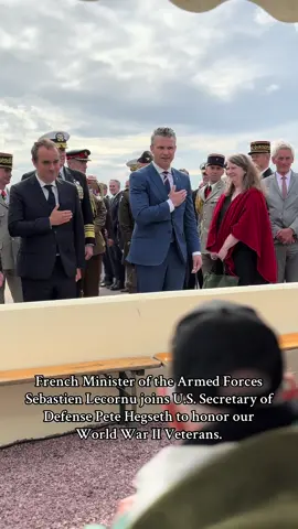 French Minister of the Armed Forces Sebastien Lecornu joins U.S. Secretary of Defense Pete Hegseth to honor our World War II Veterans. #WWIIVeterans #SebastienLecornu #PeteHegseth #USFranceAlliance #HonorTheFallen #MilitaryTribute #OperationOverlord #DDay81 #Normandy2025 #WWIIHistory #AlliedForces #FreedomIsntFree #RememberDday #VeteranRecognition #WalkAmongHeroes #UnitedInHonor #DefenseLeaders #HistoricNormandy #LestWeForget #GlobalAllies