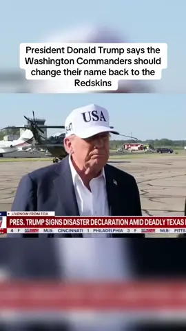 President Donald Trump says the Washington Commanders should change their name back to the Redskins — and that it should never have been changed in the first place. #nfl #trump #viral #fyp #trending