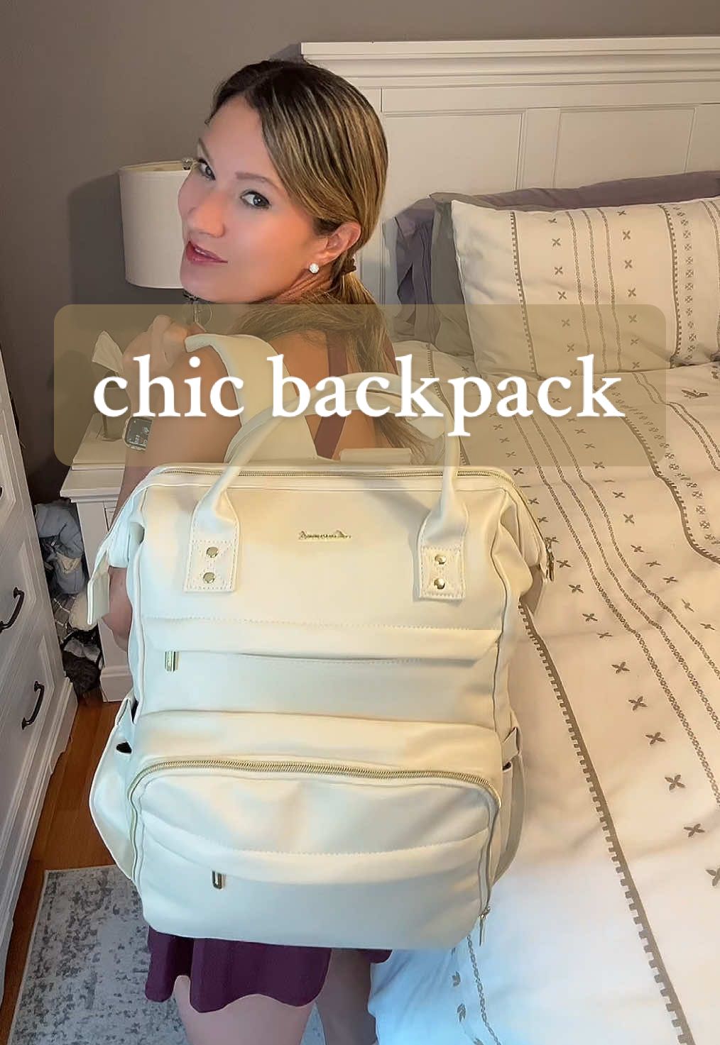 chic backpack for work, play or travel #packwithme #weekender #goldhardware #bag #momlife #tiktoksummersale 
