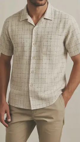 HUILISHI BOX Men's short wide version plaid casual cotton and linen drape loose top for men. #boxfitpolo #plaidpolo #huilishipolo #poloshirt #cottonpolo 