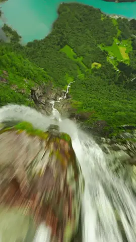 I underestimated this waterfall!🥵  #fpvdrone #drone #waterfall 