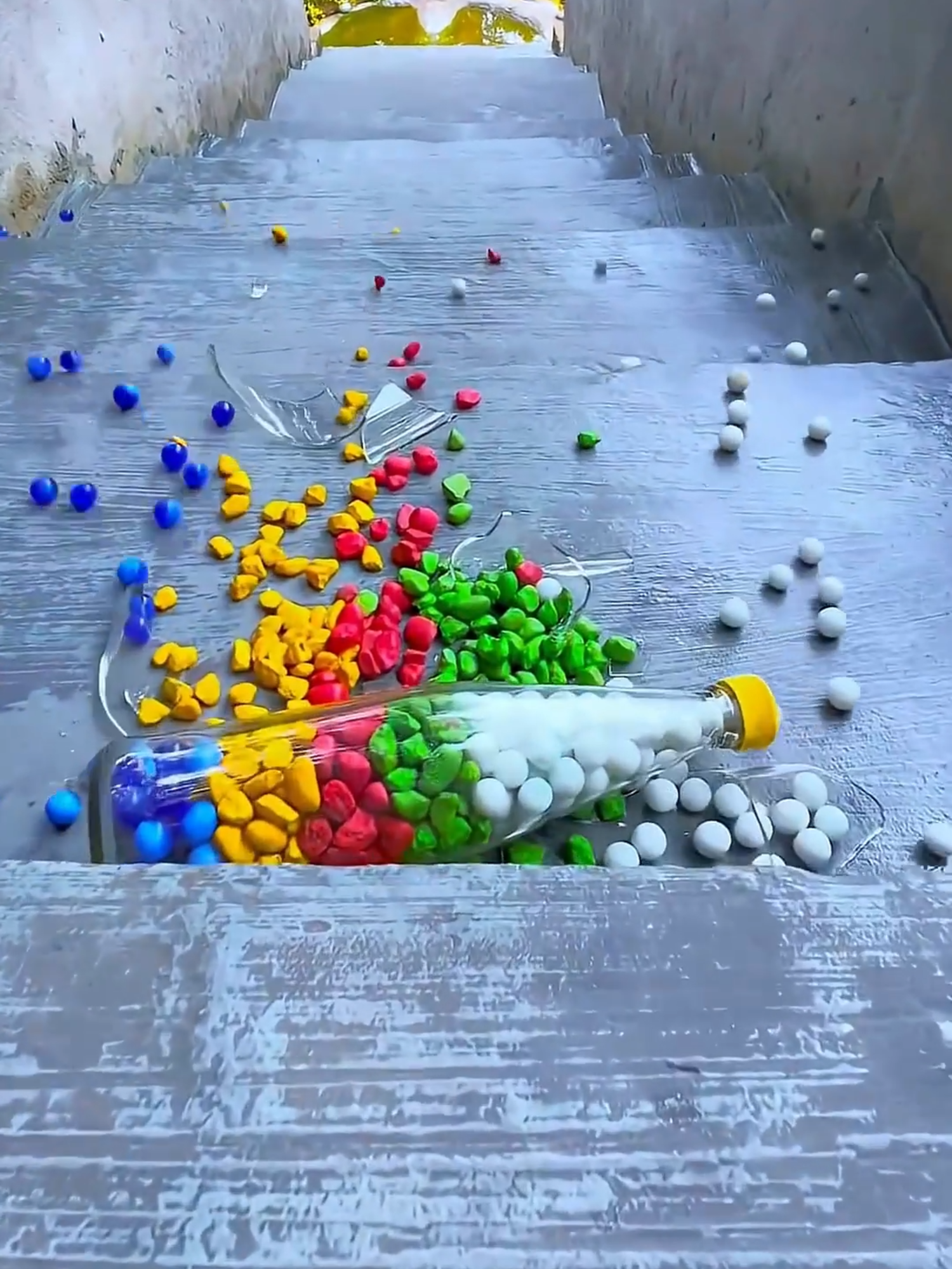Physics Experiment with a Glass Bottle on a Staircase#asmr #satisfying #fyp #usa_tiktok #experiment #losangeles #asmrtiktoks