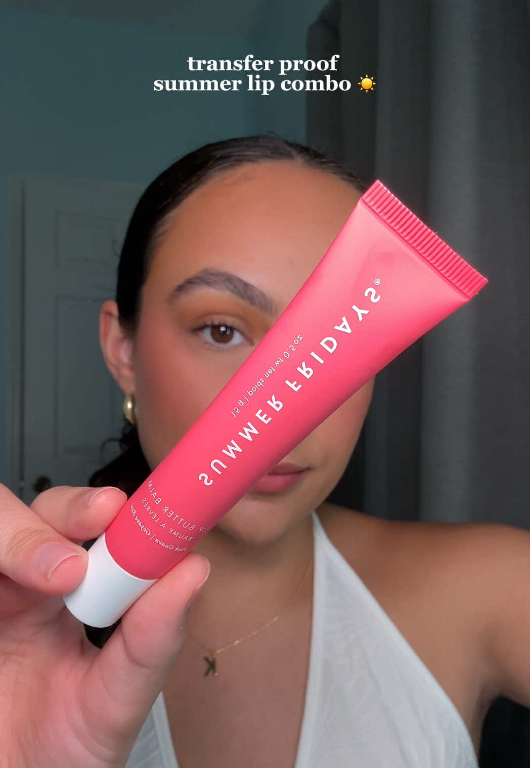 wearing this combo all summer ☀️💖🫶  @NYX Professional Makeup hydrating lip serum lip stain in bubblegum burst  @Summer Fridays lip butter balm in pink guava  @REFY lip liner in fawn  #makeup #summermakeup 