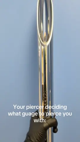 The bigger the needle the better the heal👀  All jokes aside, upping the guage for your piercing can have a lot of benefits for your healing process!! The smaller the jewelry in your piercing, the more likely your body will recognize it as a foreign body that needs to be dispelled. Your body rejects a splinter easier than a bullet! Going up 1-2 guage sizes can provide some much needed stability to help your healing process run smoothly, and you can always down size to the “typical” size once you’re healed😌 Book with us using the link in our bio! #piercing #piercer #pierce #piercings #bodypiercing #piercingtok #APP #apppiercer #fyp 