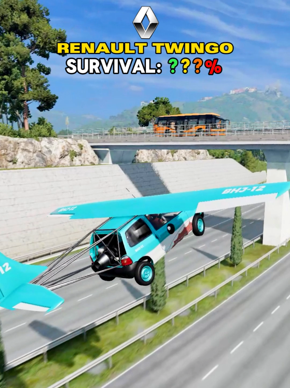Jump Over Bus on Bridge - Survive? #beamng #beamngdrive #beamngcrash #vroomatic #fyp #gaming #tiktokgaming #2025gaming #car #cars #