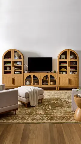 2️⃣ arch cabinets + 1️⃣ console table = A killer DIY media center Shop the look from our Walmart collection at the link in bio! #BHGatWalmart #mediacenter 