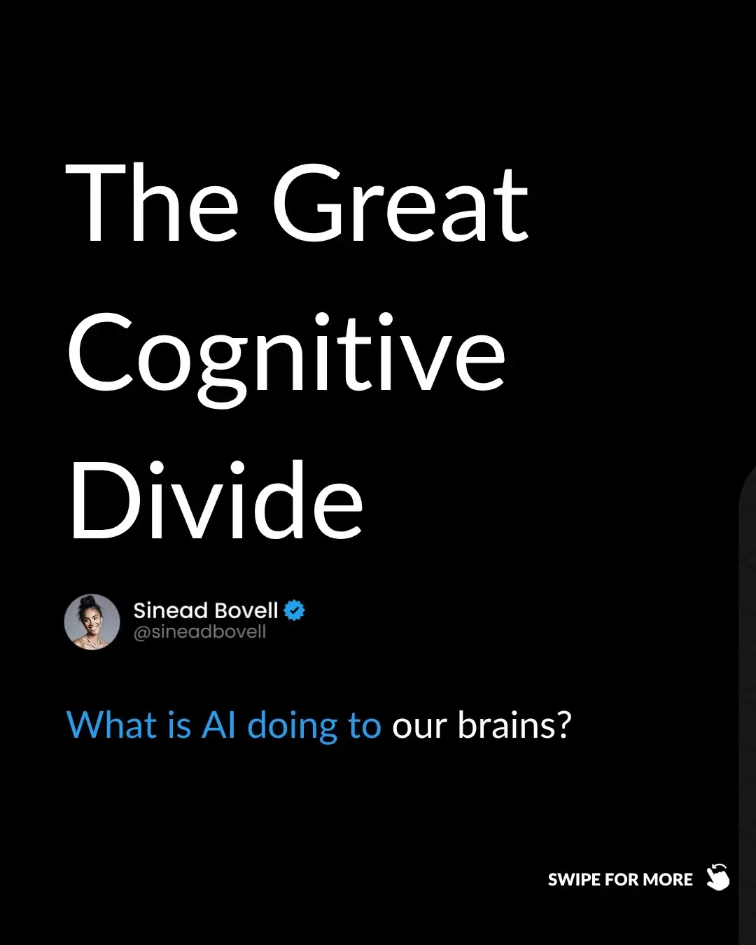The Great Cognitive Divide. Some may be quick to make the assumption that the best path forward is unsubscribing from AI altogether. It is not. Those who learn to strengthen their thinking with AI will outpace those who don’t.  Sometimes that means using the model to stress-test assumptions, deepen analysis and raise the bar on what you can bring to the table. Other times it means depending entirely on your own mental horsepower.  In the age of supercomputers we need to create new forms of cognitive friction.  My latest 📝.In bio.  