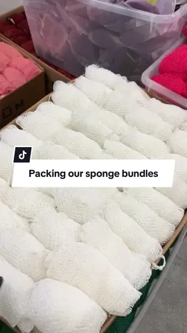 The fun process of packing our 3 piece African net sponge bundles, what’s your favorite bundle?. . #BodyCareRoutine #ExfoliateYourSkin #tiktokshopdealsforyou #tiktoksummersale #dealsforyou #africannetsponge #africanexfoliatingsponge 