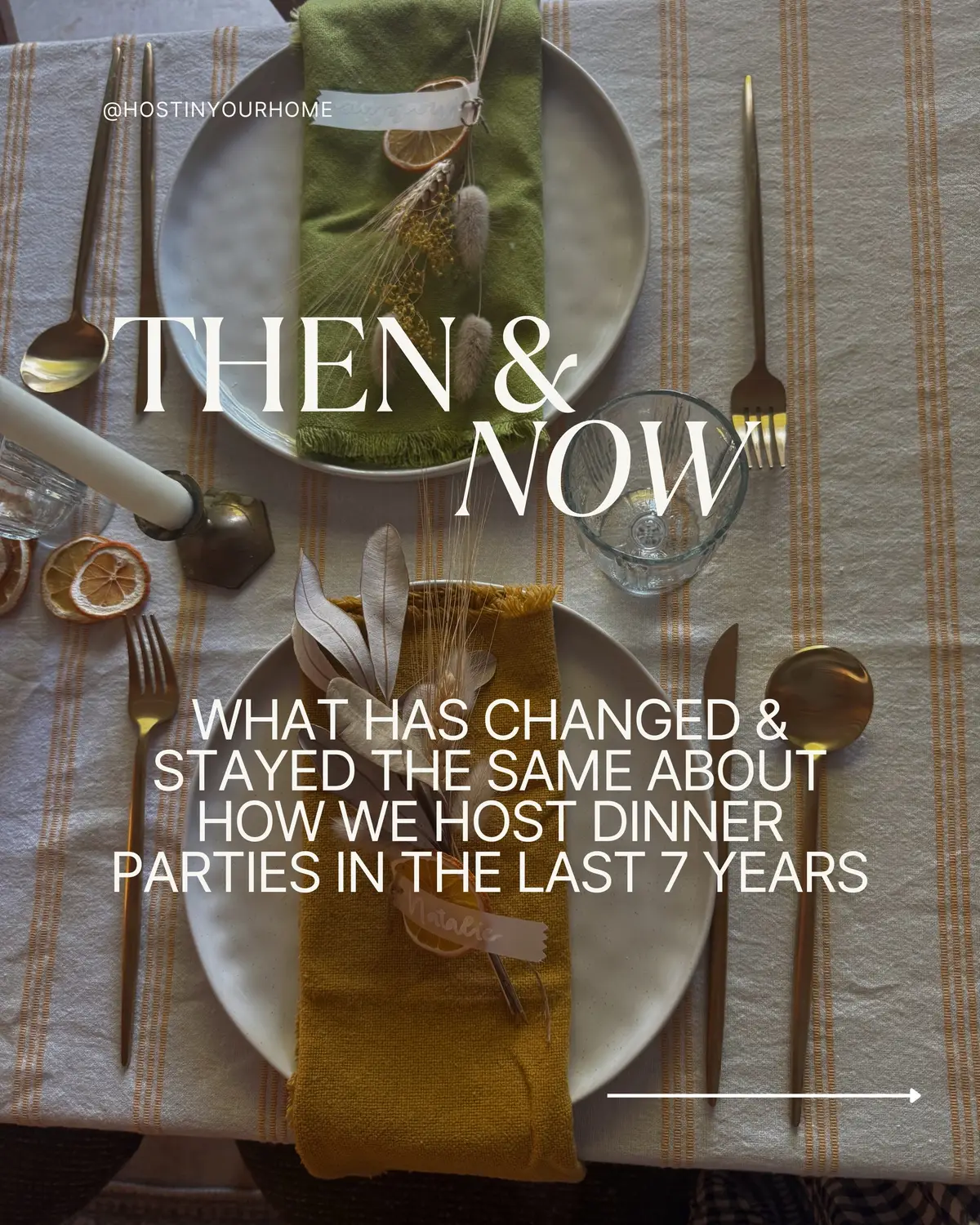 When we first started hosting dinner parties 7 years ago we had no idea what we were doing. Our previous hosting experience consisted of craft nights, potlucks, and movie nights, but required nothing near the coordination and decorations a dinner party does.  We were invited to join a dinner club with 7 other couples where each couple takes turns hosting one four course dinner party all by themselves during a 12 month period.  When it was our turn, we chose an Italian theme (very vague but also felt like it could be easily elevated and I knew how to make bread and lasagna, so we were locked in). I was so stressed all day while pulling everything together that when guests finally arrived I felt like I was having an out of body experience the entire night because my mind was in so many different places.  I made a lot of mistakes: • I didn’t make a timeline or communicate to my husband what I needed help with in advance (and when he asked me what needed to be done I wasn’t communicating with kindness or patience) • I didn’t plan the table settings because I didn’t appreciate thrifting yet and thought I’d have to drop $200 we didn’t have to make it look nice (my husband pulled it together and decorated the tables beautifully with what we had) • I planned too complicated of a menu and barely got to sit down with our guests • I overcooked the orzo, which was honestly the most minor of my offenses Even so, with all the stress of my first dinner party behind me, and getting to enjoy other dinner parties throughout the year, we were hooked.  We kept hosting because it was a way to see friends consistently throughout the year (how many friends do you actually get to see and spend quality time with 8 times a year?) Hosting was also a way to transport us to places we couldn’t afford to travel and have out of the ordinary experiences with friends without dropping $75 on dinner at a restaurant or $50 on a movie.  Our community was built on the foundation of imperfect gatherings, and over time we got better. We figured out what made the biggest impact with the budget we had to work with, and hosted more.  And now, I get to share everything I’ve learned and am still learning about hosting with all of you, and I’m so grateful you’re here.  Welcome to Host in Your Home. 🫶🏻 Now let’s get ready to party 🥳  xo Becca 