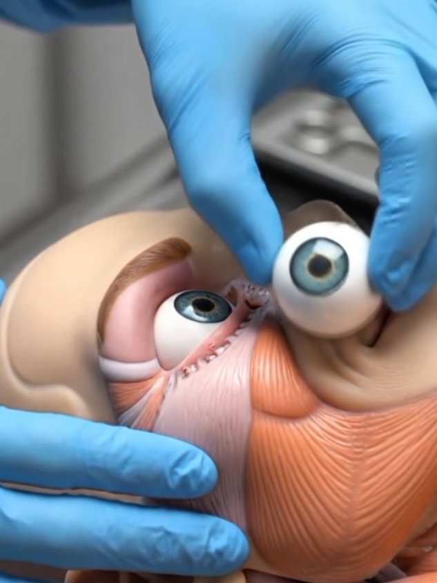 Inserting Eyes Into a Synthetic Human Body – Medical Precision in Action  #anatomy #eyeballs #medicalsimulation #humanbody #medtech 