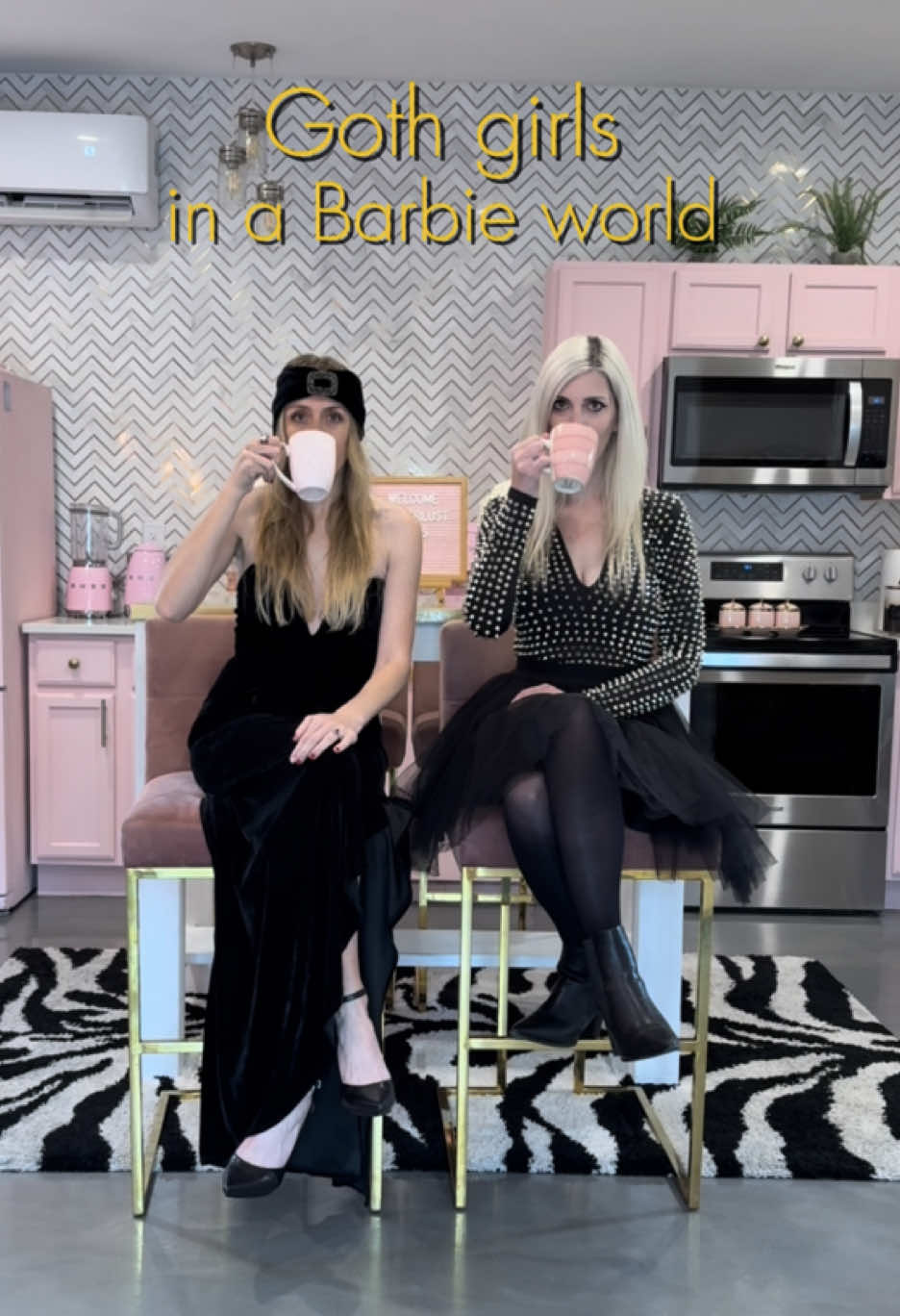 When the HOA says you have to paint it pink… but you’re still dead inside. 🩷🖤 Loved our visit at the impossibly adorable @Nashville Pinky rental in Nashville! 🏠  #pink #barbie #goth #gothgirls #nashville #wesanderson 