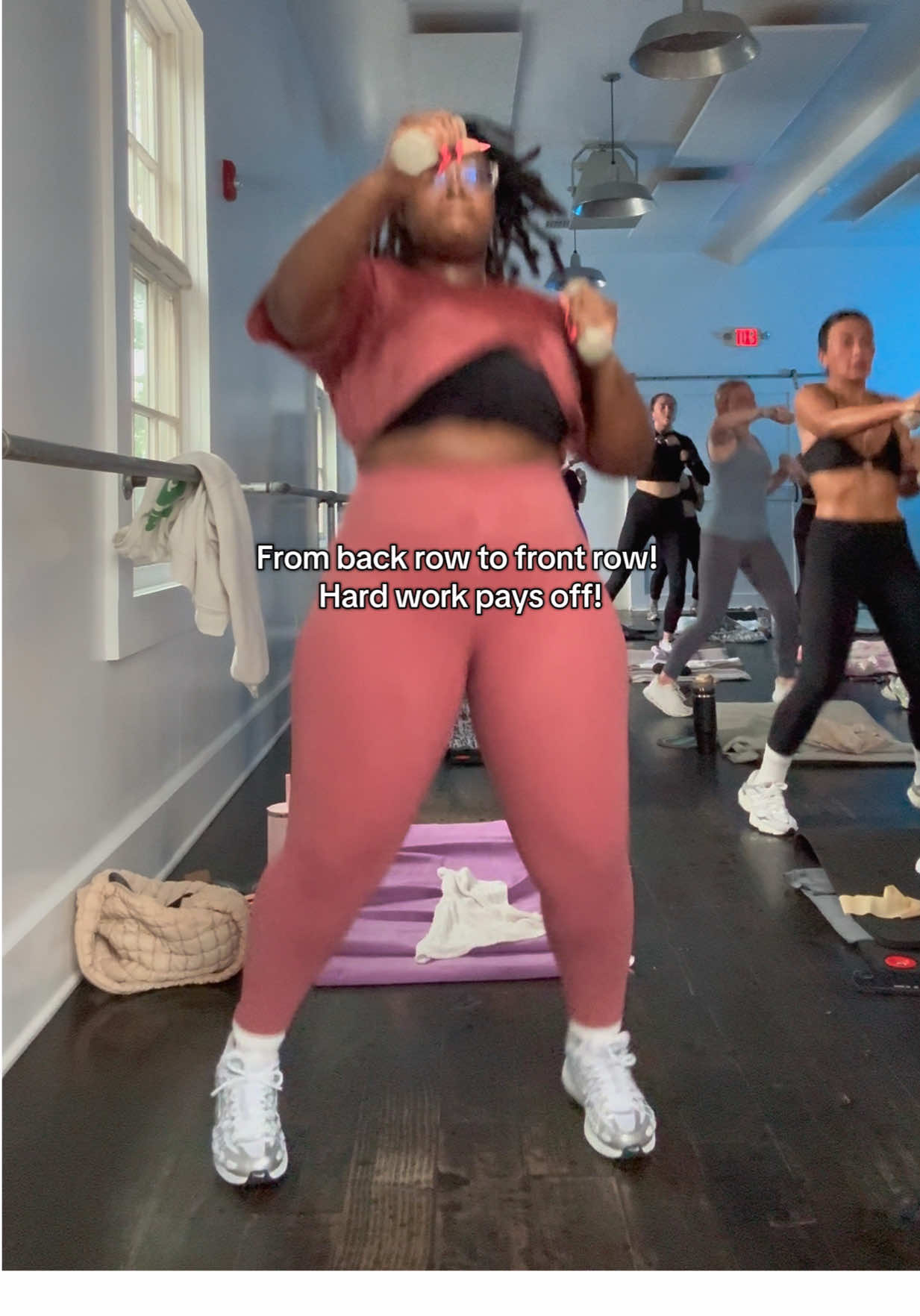 From back row to front row! Hard work pays off! Love my hot sculpt class 🔥 Studio: @Poe Fair Haven  #hotmat #heatedworkout #hotsculpt #poefairhaven #nj #weightloss #fyp 