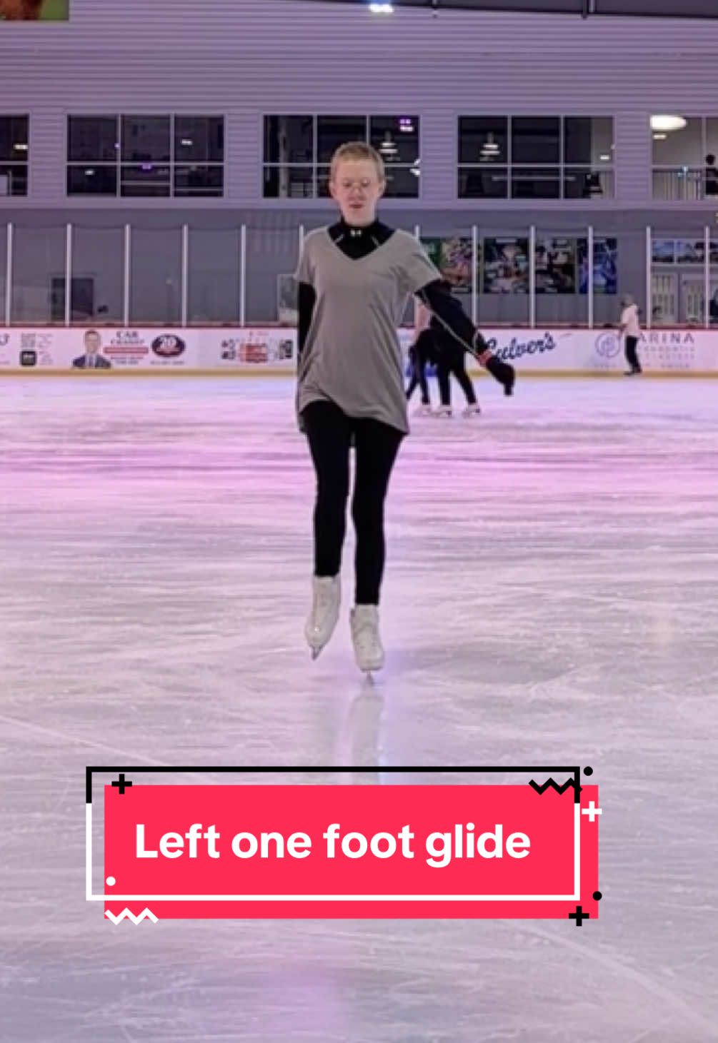 As you can see, I swing my arms too much for balance on my left side, and I still pronate inwards because of the extra strength needed to keep upright in Edea boots. My knee is getting there! I stayed in the glide longer than usual with these skates 💪 now for more off ice strengthening exercises to get my left leg up to the same strength as the right side. #figureskating #adultskater #beginnerfigureskater #⛸️ #onefootglide #fyp #figureskatingtiktok 