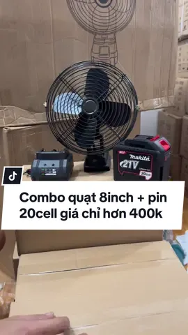 Combo quạt 8inch + pin 20cell giá chỉ 4xx  #quattichdienmini #quatpin2toc #quattichdien #quattichdiendeban #xuhuong #quatpinmakita 