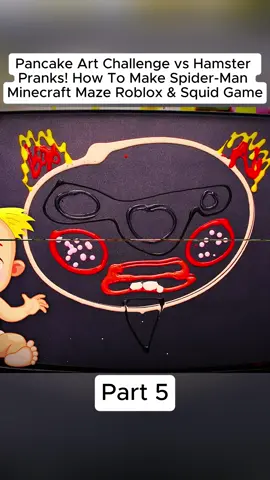 Pancake Art Challenge vs Hamster Pranks! How To Make Spider-Man Minecraft Maze Roblox & Squid Game