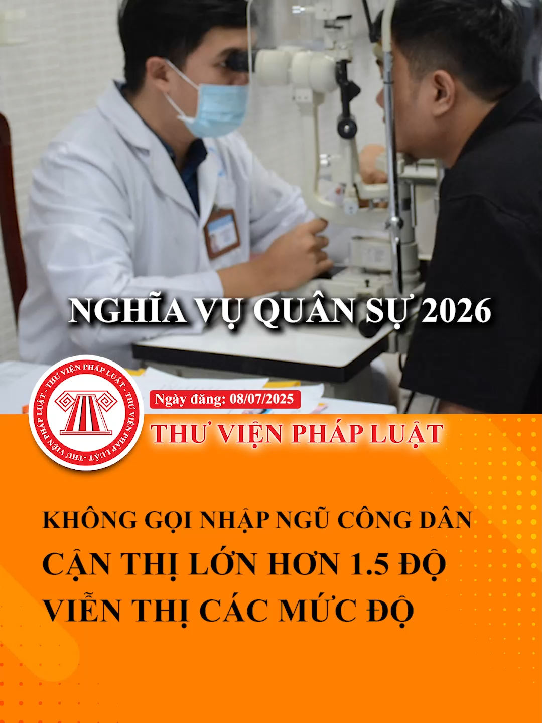 Nghĩa vụ quân sự 2026: Không gọi nhập ngũ công dân cận thị trên 1.5 độ, viễn thị các mức độ #TVPL #ThuVienPhapLuat #LearnOnTikTok #Hoccungtiktok