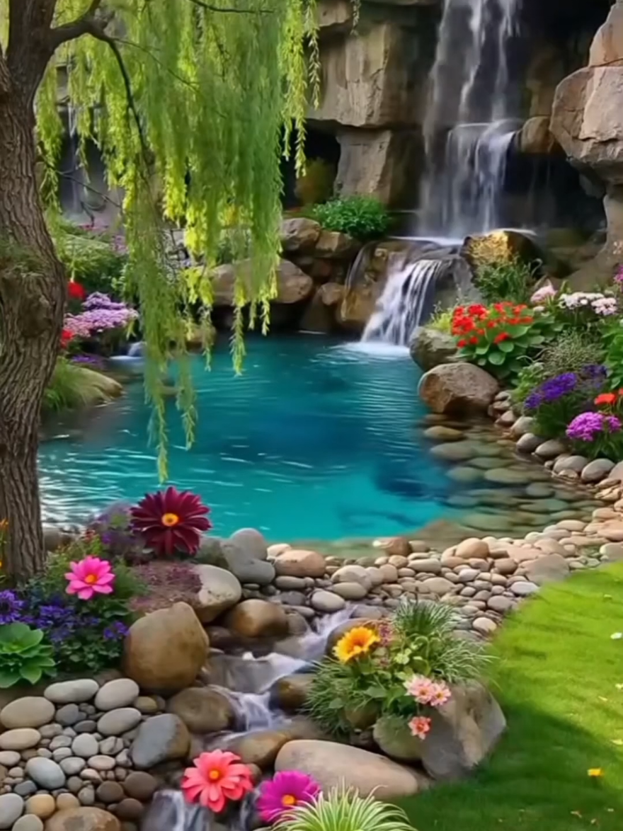 #waterfalls #flowers #naturebeauty #naturelover #niceview #amazing #relaxing #videobackground #livewallpaper #fantasy  #longervideos #freetouse #usenow #trending #viral #foryoupage #foryou 