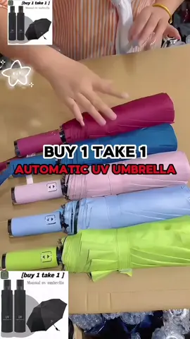 Buy 1, Get 1 Free na automatic folding umbrella — panlaban sa araw at ulan!