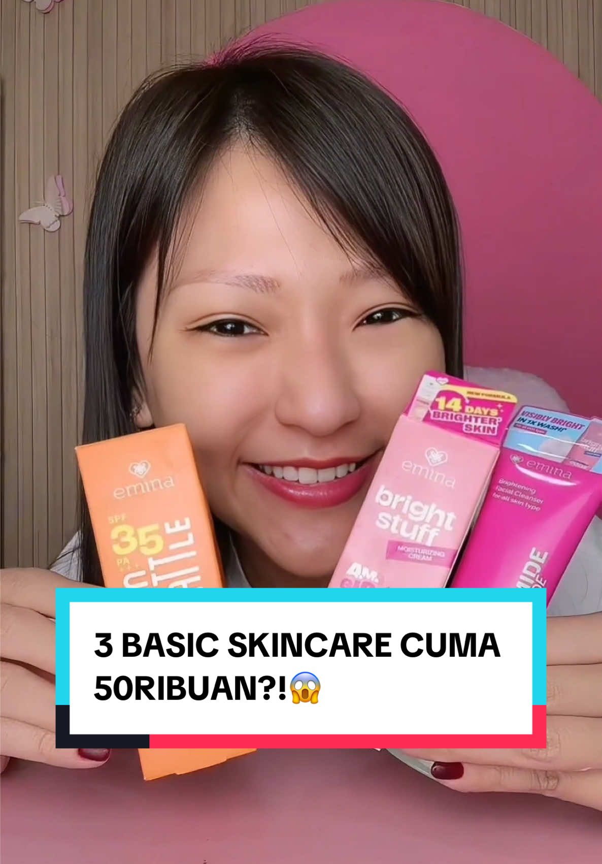 SIAPA BILANG BASIC SKINCARE MAHAL! Nih Emina CUMA 50RIBUAN Langsung cek di keranjang kuning #eminabrightstuff #eminasunbattle #eminabeautybestie #eminauteentic #emina #sunscreen #moisturizer #facewash 