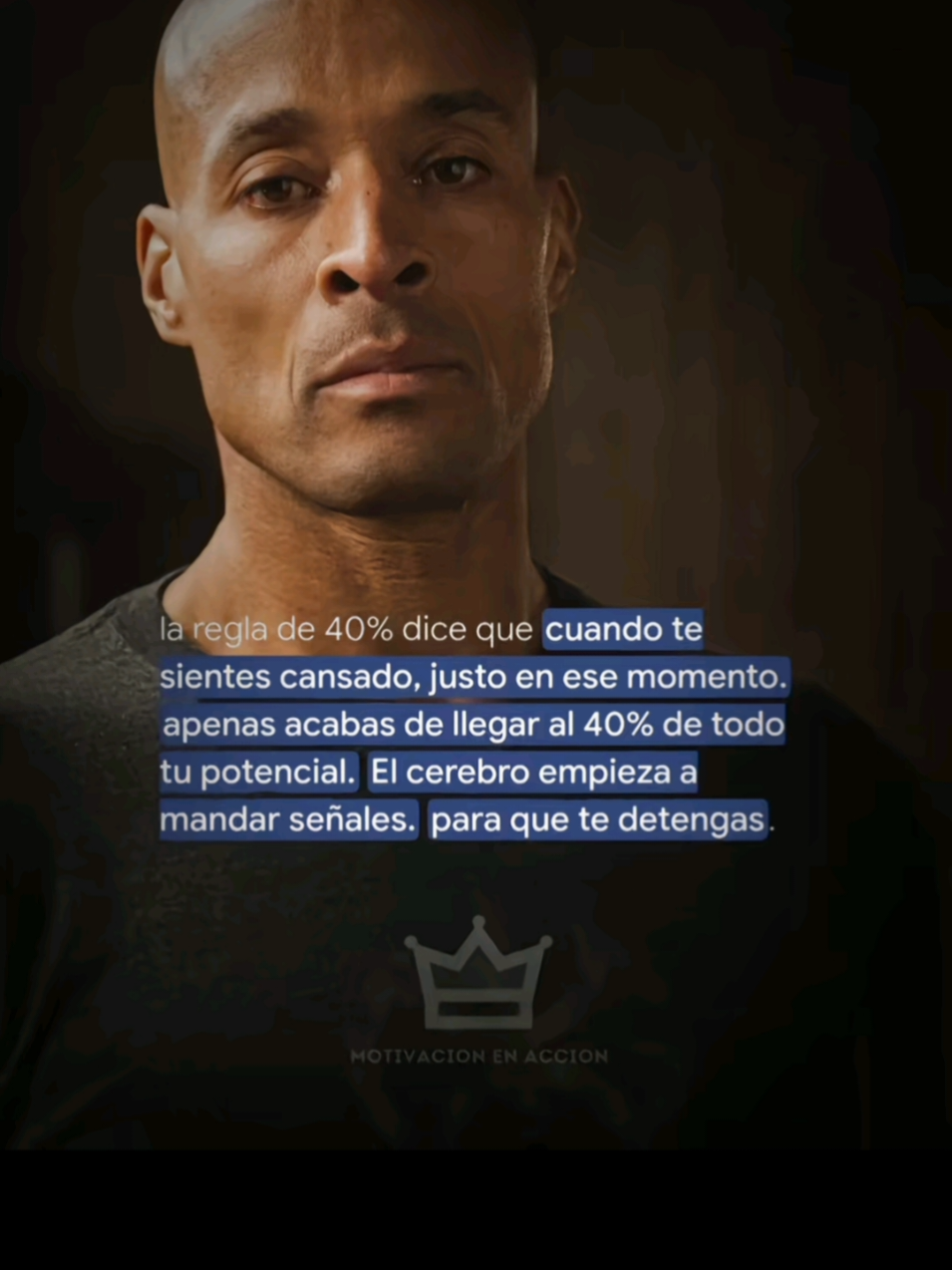 Recuerda la regla del 40% El cuerpo aguanta más de lo que crees, es la mente a la que tienes que convencer #motivacionpersonal #desarrollopersonal #davidgoggins #frasesqueinspiran 