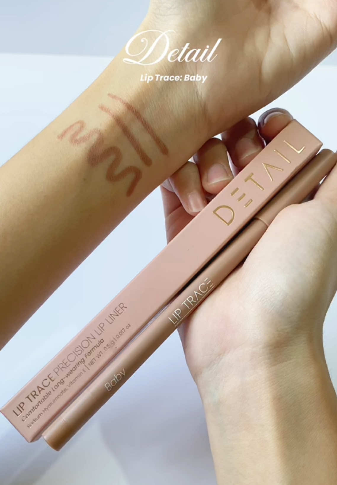 Soft and creamy lip liner in the shade Baby from @Detail Cosmetics! 💄💋 #detailcosmetics #detail #detailcosmeticsliptrace #liptrace #lipliner #liplinerrecommendation #BeautyTok #fyp #foryoupage 